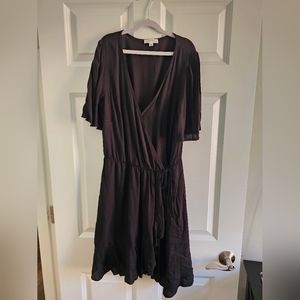 Socialite black mini dress with flutter sleeves size L